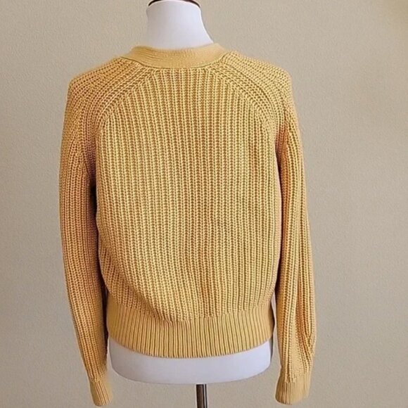 Everlane The Cotton Texture Cardigan Knit Chunky Sweater Butter Yellow Medium - Picture 4 of 6